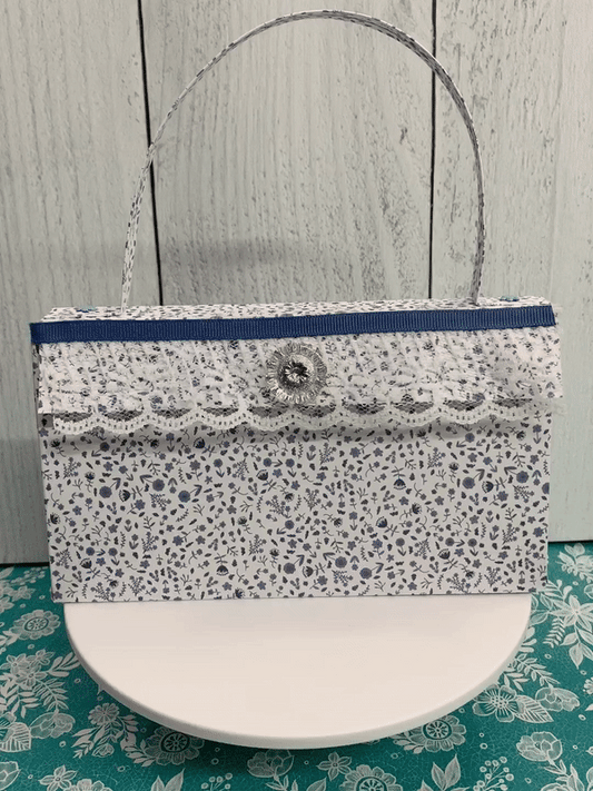 Blue Floral Paper Purse Gift Bag