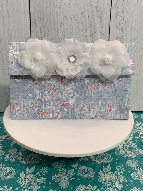Light Blue with Floral Clutch Purse Gift Box