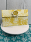 Yellow Floral with Flower Closure Paper Clutch Purse Gift Box