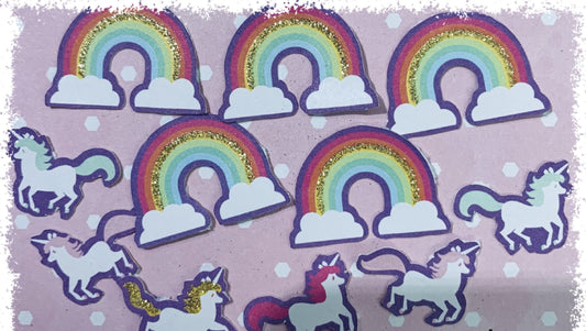 Glitter Unicorn and Rainbow Die Cut Packs