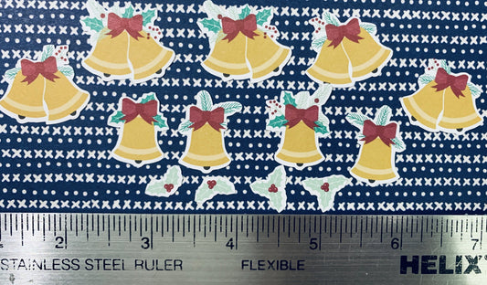 Stampin' UP! Retired Designer Series Paper - Die Cut Pack - Gold Bells with red bows and holly